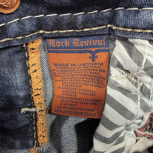 Rock Revival Jeans Womens 24 Blue Betty Boot Bootcut Embroidered Pockets Stretch - Picture 9 of 13